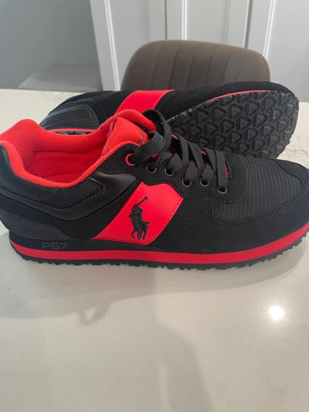 Ralph Lauren Polo Sport Black and Red Athletic Sneakers